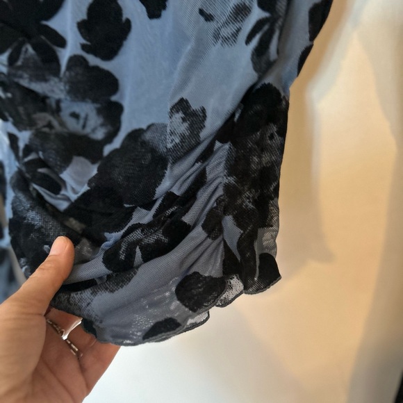 Stitch & Pine Medium whimsy Goth Floral Mesh velvet burnout Long Sleeve Top - Picture 4 of 10